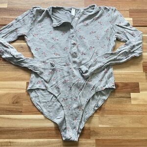 American Apparel Gray Long Sleeve Bodysuit